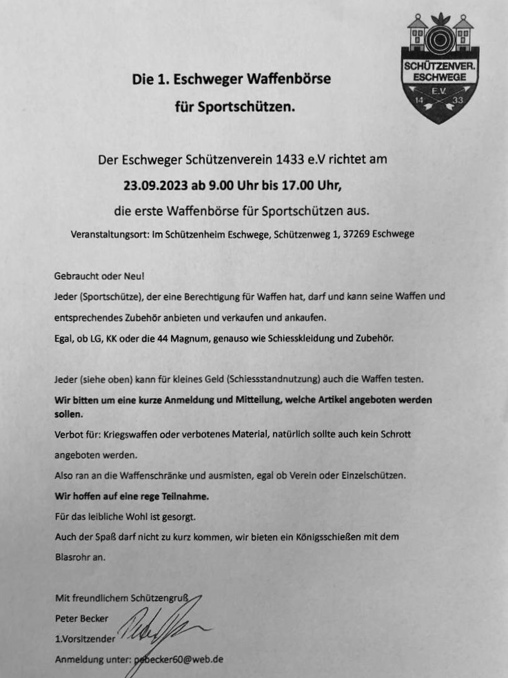 Einladung zur Eschweger Waffenbörse